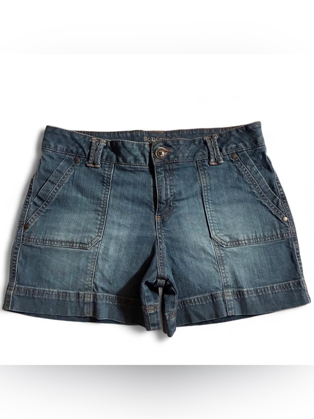 Sonoma Women's Blue Denim Patch-Pocket Shorts